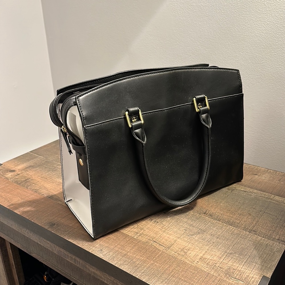 Cute black & white faux leather handbag